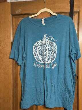 Teal Graphic Tee "Happy Fall Y'all"